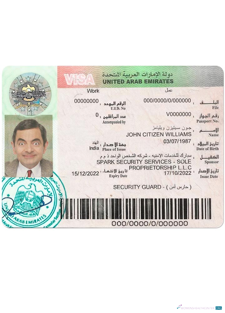 Download UAE work visa Photoshop template